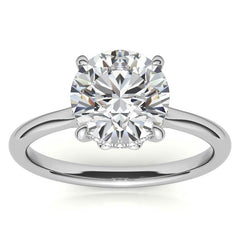 Round Scroll Accented Moissanite Engagement Ring with Hidden Halo