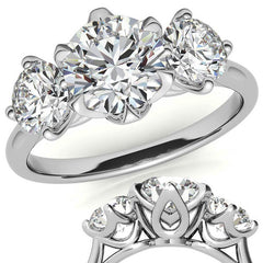 Round 3-Stone Moissanite Engagement Ring with Claw Prongs