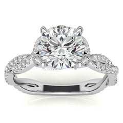 Leaf Accent Infinity Style Round Brilliant Moissanite Engagement Ring