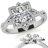 Round Lotus Moissanite Infinity Design Engagement Ring