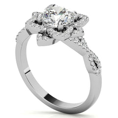 Round Lotus Moissanite Infinity Design Engagement Ring