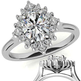 Round and Princess Halo Oval Moissanite Engagement Ring