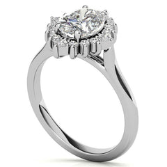 Round and Princess Halo Oval Moissanite Engagement Ring