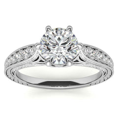 6-Prong Round Antique Moissanite Engagement Ring