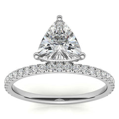 Trillion cut Moissanite Modern Engagement Ring