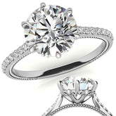 6-prong Round Vintage Moissanite Engagement Ring with Milgrain