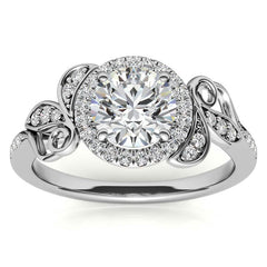 Natured Inspired Round Brilliant Moissanite Cathedral Engagement Ring