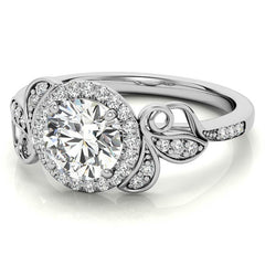 Natured Inspired Round Brilliant Moissanite Cathedral Engagement Ring