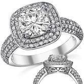 Cushion Cut Halo Moissanite Engagement Ring