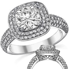 Cushion Cut Halo Moissanite Engagement Ring