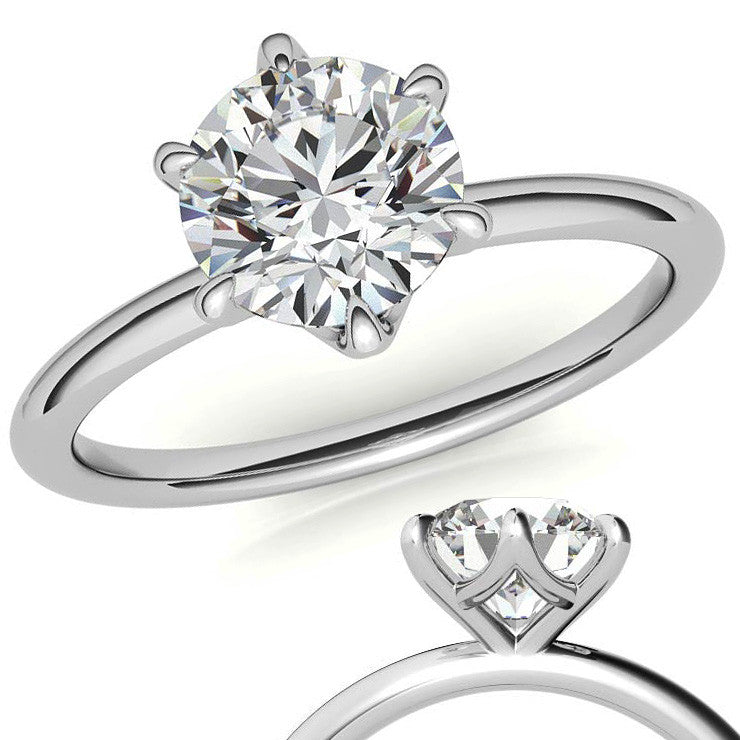 Petite 6-Prong Round Brilliant Moissanite Solitaire Ring
