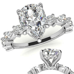 8-Stone 4x2.5mm Pear Moissanite Engagement Ring
