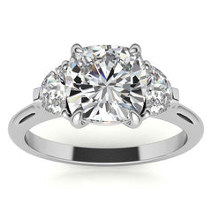Cushion and Half Moon Moissanite Cathedral Engagement Ring