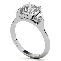 Cushion and Half Moon Moissanite Cathedral Engagement Ring