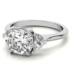 Cushion and Half Moon Moissanite Cathedral Engagement Ring