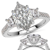 Duchess Marquise and Trapezoid 3-Stone Moissanite Engagement Ring