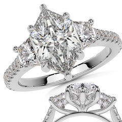 Duchess Marquise and Trapezoid 3-Stone Moissanite Engagement Ring