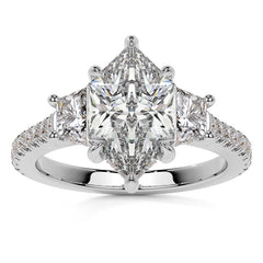 Duchess Marquise and Trapezoid 3-Stone Moissanite Engagement Ring