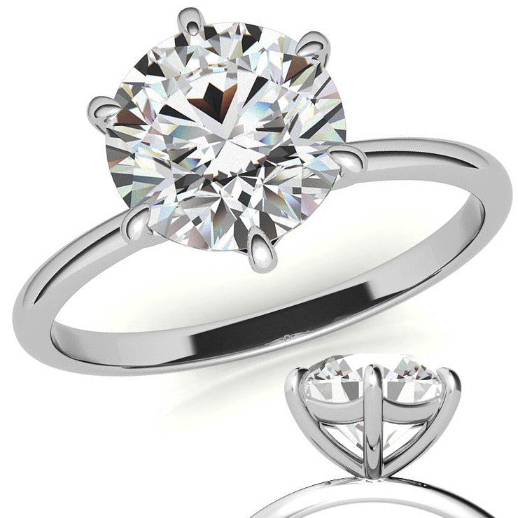 Round 6-Prong Moissanite Solitaire Ring with Claw Prongs