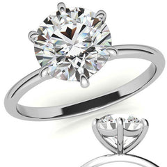 Round 6-Prong Moissanite Solitaire Ring with Claw Prongs