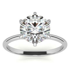 Round 6-Prong Moissanite Solitaire Ring with Claw Prongs