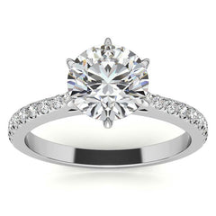 Round 6-prong Graduated Moissanite Engagement Ring