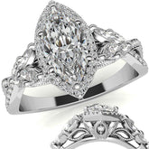 Split Shank Marquise Halo Antique Moissanite Engagement Ring
