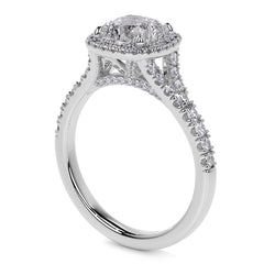 Cushion Moissanite Split Shank Halo Engagement Ring