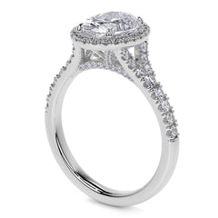 Oval Moissanite Split Shank Halo Engagement Ring