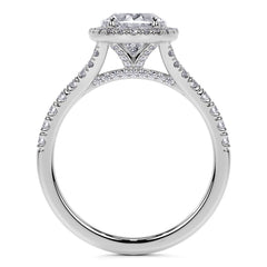 Oval Moissanite Split Shank Halo Engagement Ring