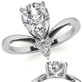 Chevron Shaped Accented Pear Moissanite Engagement Ring