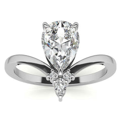 Chevron Shaped Accented Pear Moissanite Engagement Ring
