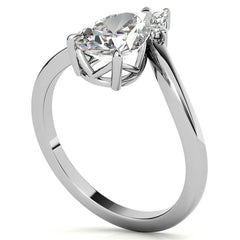 Chevron Shaped Accented Pear Moissanite Engagement Ring