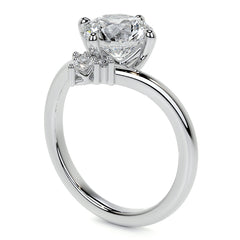 Chevron Shaped Accented Round Brilliant Moissanite Engagement Ring