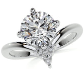 Chevron Shaped Accented Round Brilliant Moissanite Engagement Ring