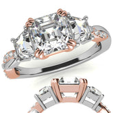 Asscher and Trapezoid 3-Stone Infinity Moissanite Engagement Ring