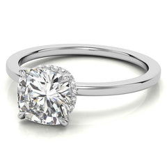 Diamond Collar 4-Prong Cushion Moissanite Engagement Ring