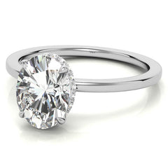 Diamond Collar 4-Prong Oval Moissanite Engagement Ring