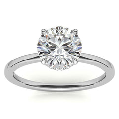 Diamond Collar 4-Prong Round Brilliant Moissanite Engagement Ring