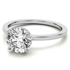 Diamond Collar 4-Prong Round Brilliant Moissanite Engagement Ring