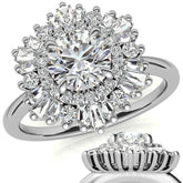 Round Brilliant Moissanite Art Deco Style Moissanite Engagement Ring