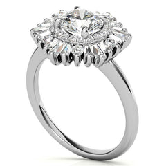 Round Brilliant Moissanite Art Deco Style Moissanite Engagement Ring