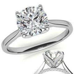 Round Accented Tulip Moissanite Engagement Ring