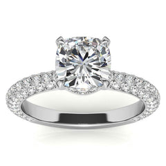 4-Prong Cushion Pave Moissanite Engagement Ring