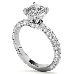 4-Prong Cushion Pave Moissanite Engagement Ring