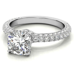 4-Prong Cushion Pave Moissanite Engagement Ring