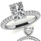 4-Prong Emerald / Radiant Pave Moissanite Engagement Ring