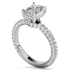 4-Prong Emerald / Radiant Pave Moissanite Engagement Ring