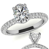 4-Prong Oval Pave Moissanite Engagement Ring