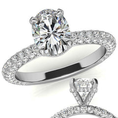 4-Prong Oval Pave Moissanite Engagement Ring
